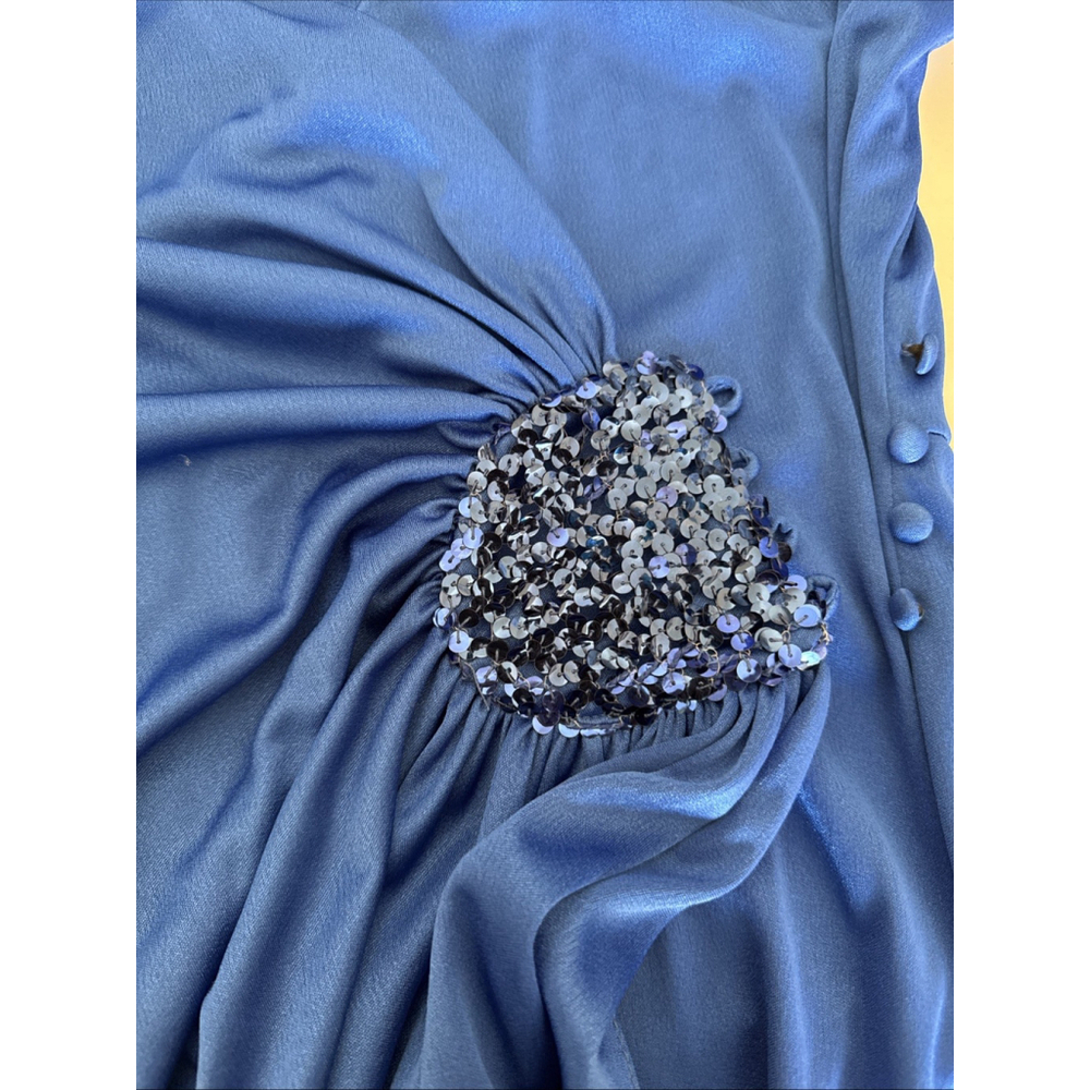 Nancy Bracoloni Vijack Blue Sequin Dress Small 80s - Picture 5 of 6